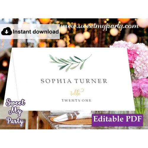 Greenery Escort Cards template,Modern Calligraphy escort Cards template, (78)  